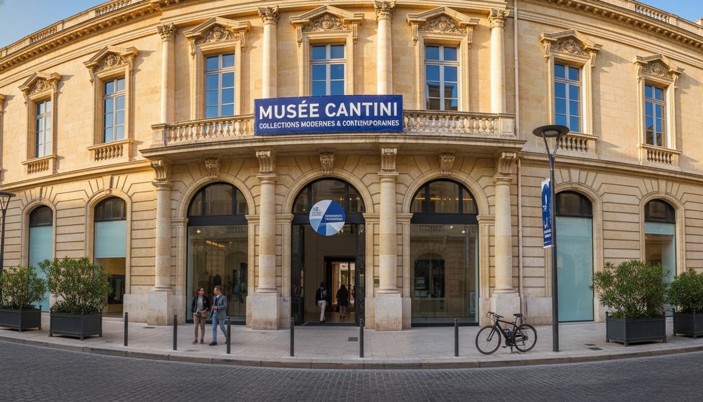 Façade du musée Cantini à Marseille sous la lumière dorée méditerranéenne, mettant en valeur l'architecture en pierre ornée du XVIIe siècle.