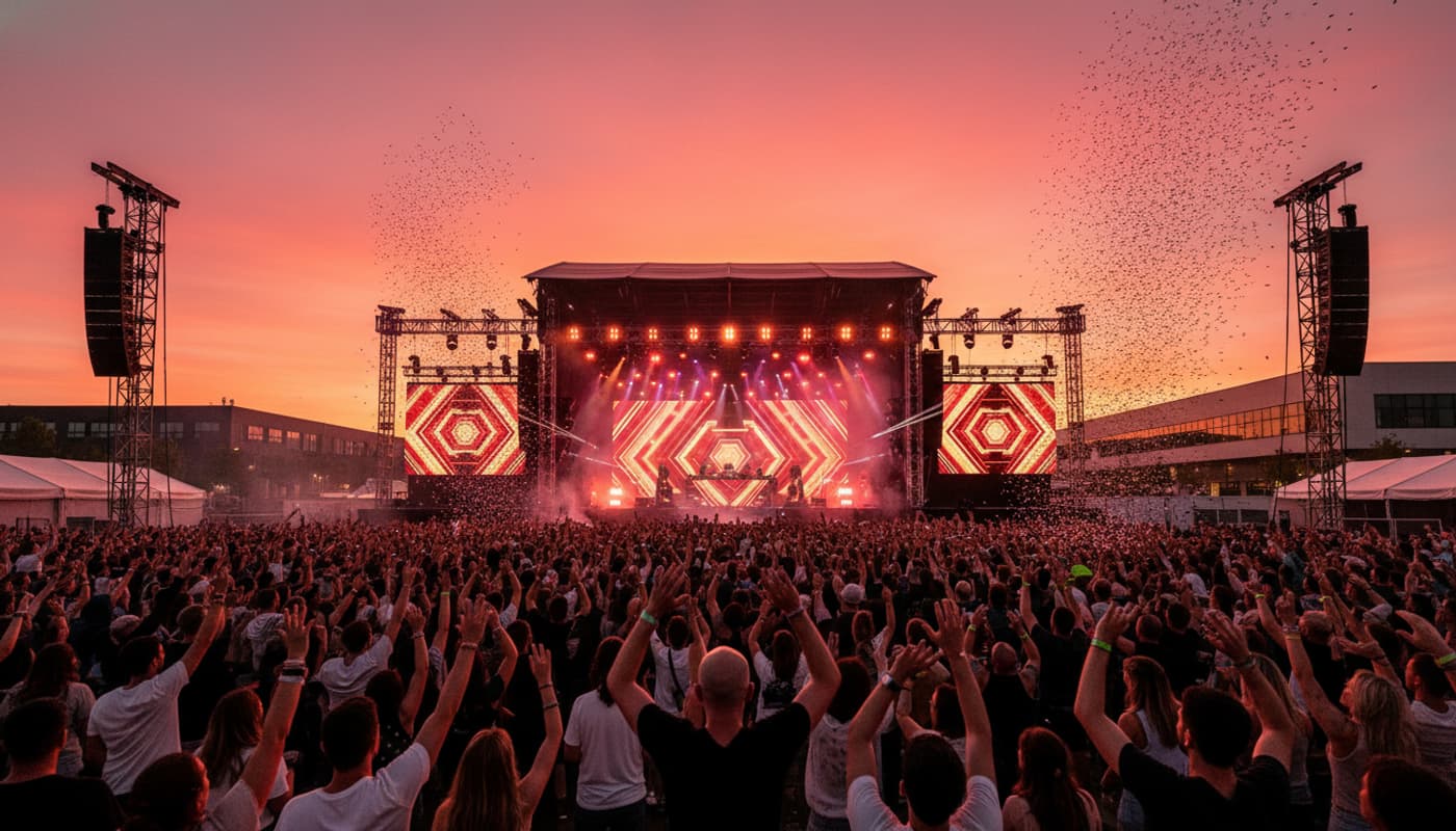 Festival de musique au MEETT Toulouse coucher de soleil