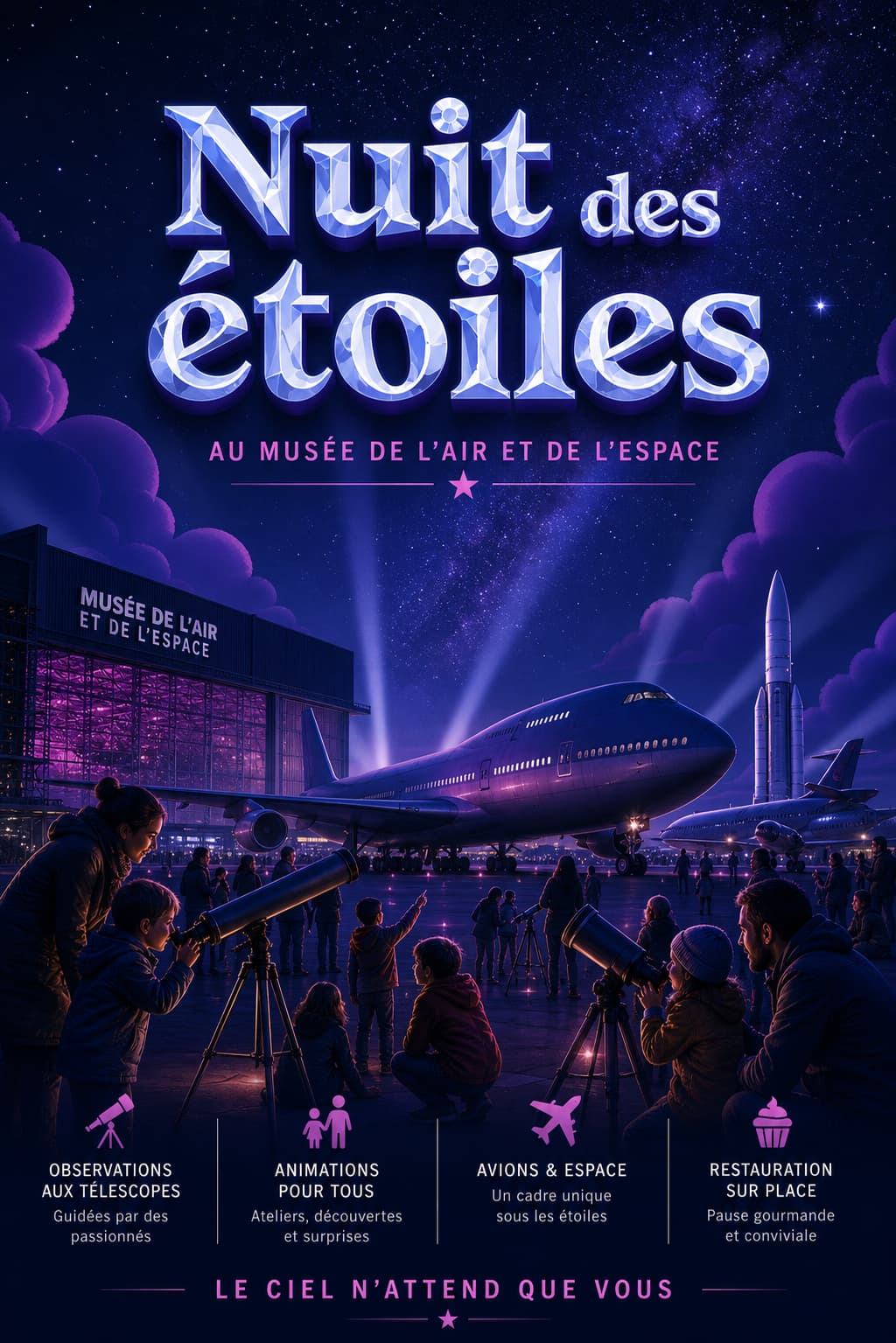 Scène de la Nuit des étoiles au musée de l